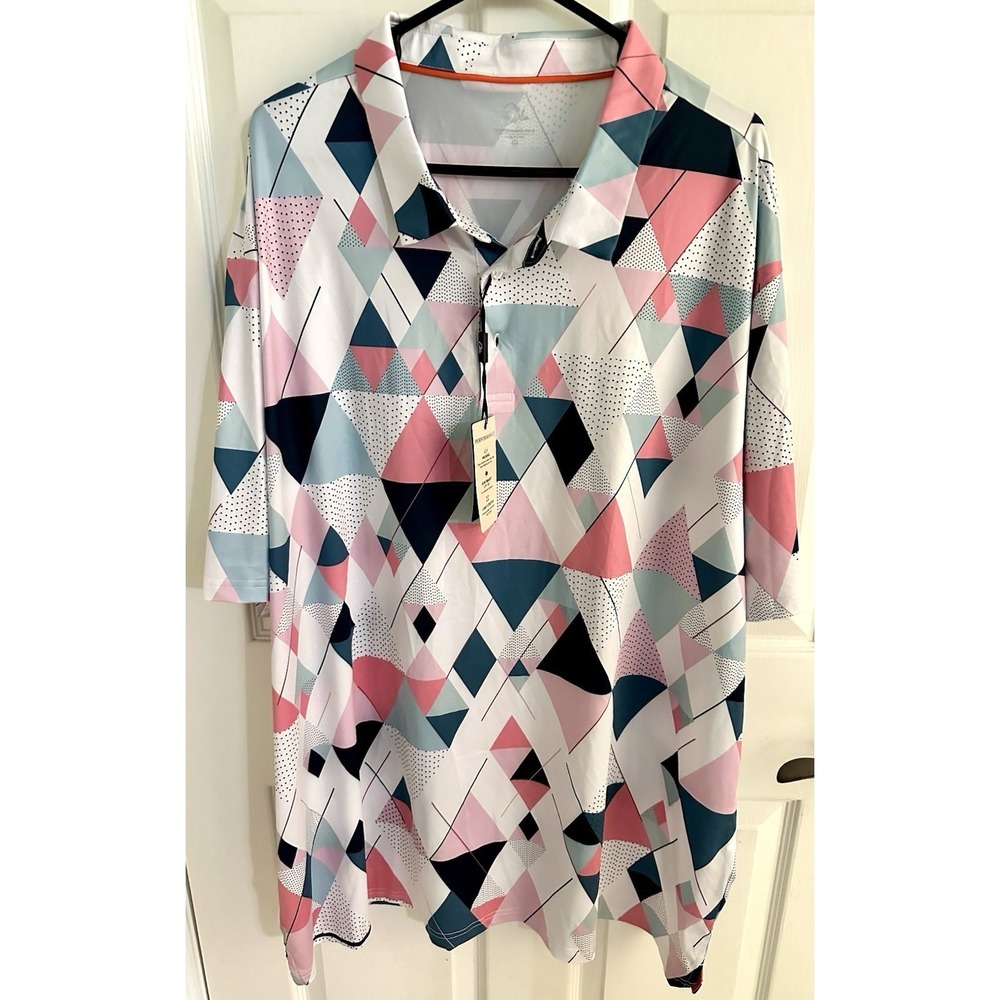 Obla NWT Performance Golf Polo Shirt Men 4XL AOP Printed Quick Dry Stretch UPF - Picture 2 of 8